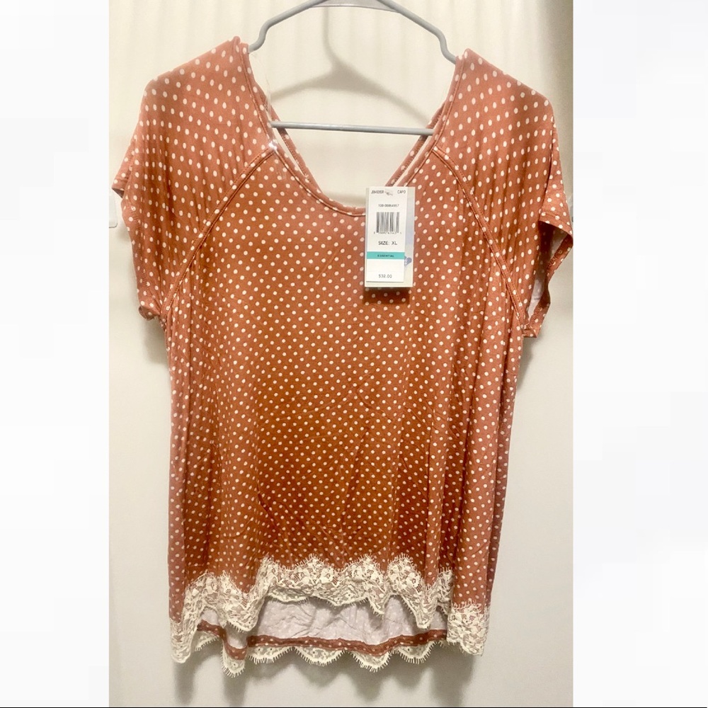 Polka Dot Lace Bottom Tee